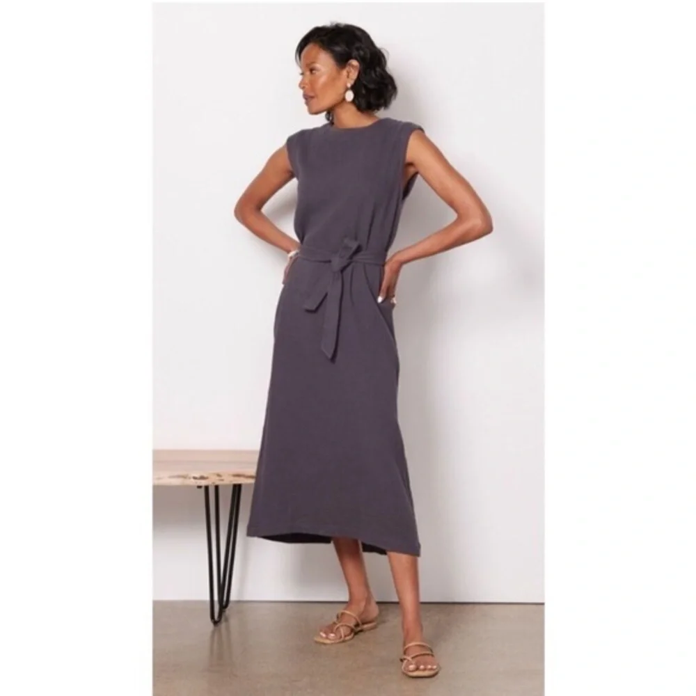 Faherty Dress Dream Costa Midi Cotton Gauze in Grey